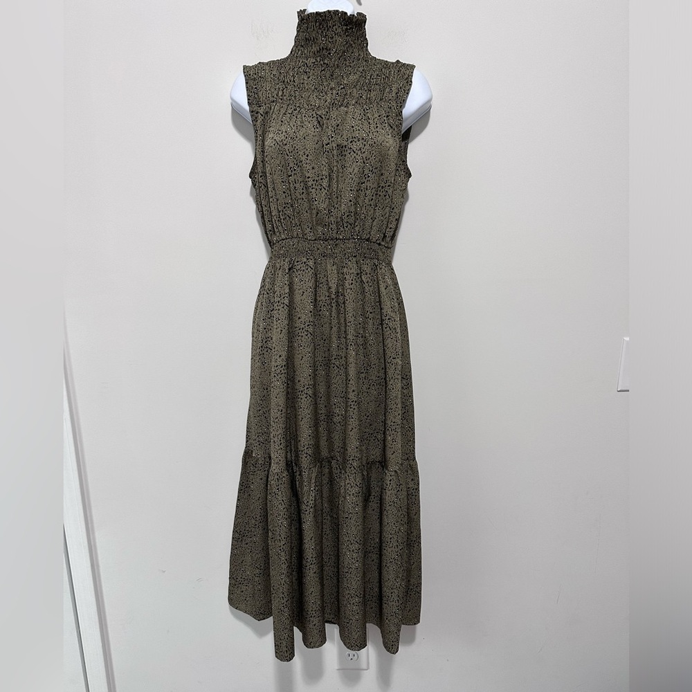 THML Smocked Neck Animal Print MIDI Dress - Picture 3 of 8